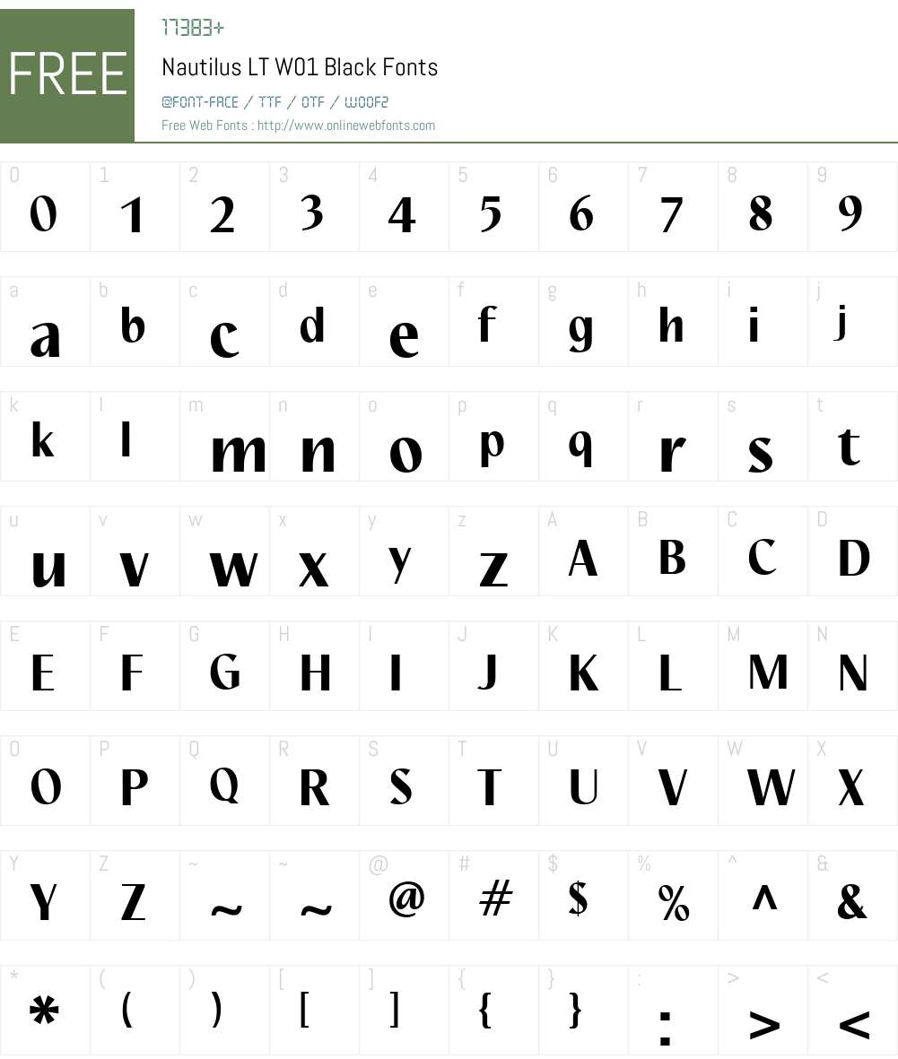 NautilusLTW01-Black Font Screenshots