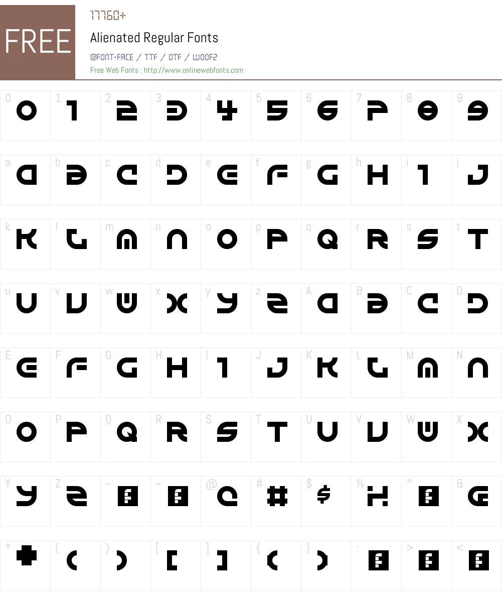 Alienated Font Screenshots