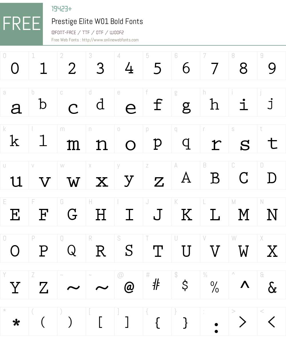 PrestigeEliteW01-Bold Font Screenshots