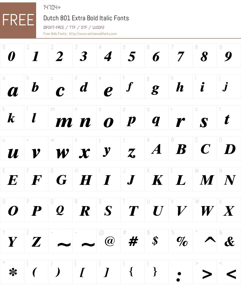 Dutch 801 Font Screenshots