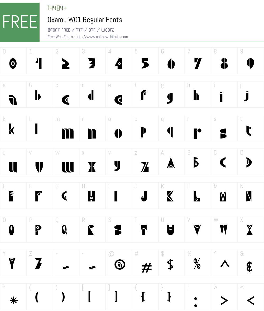 OxamuW01-Regular Font Screenshots