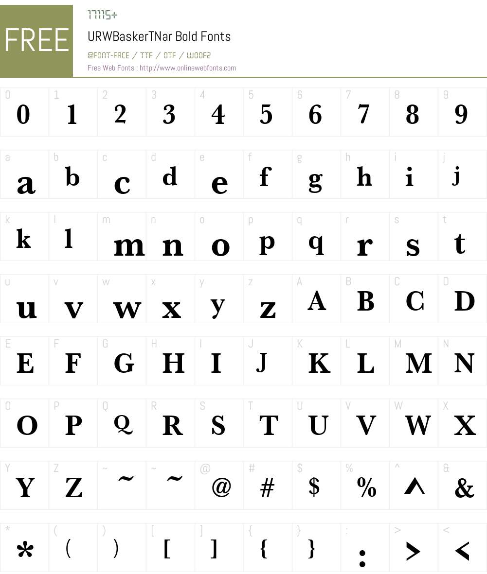 URWBaskerTNar Font Screenshots