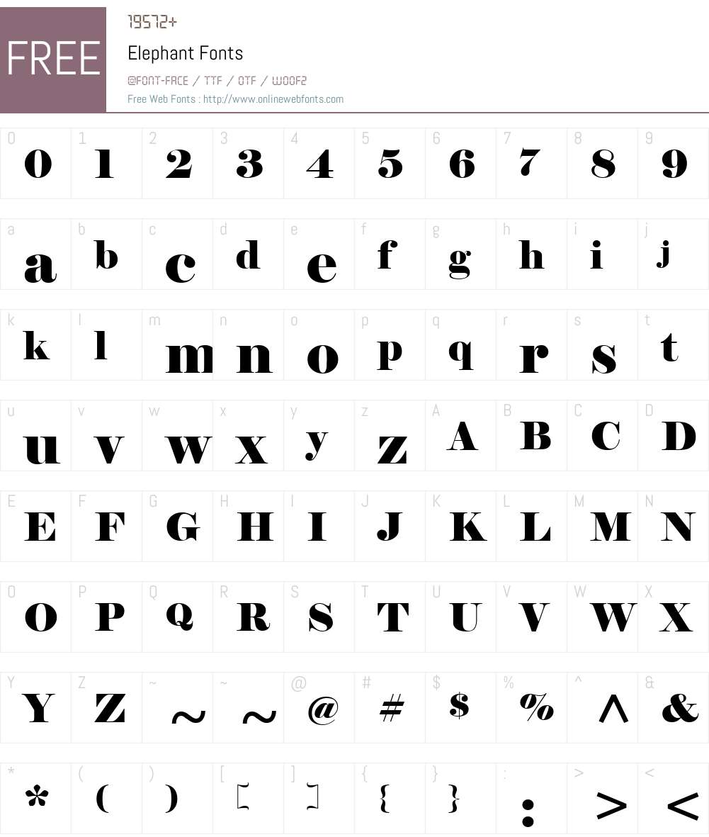 Elephant Font Screenshots