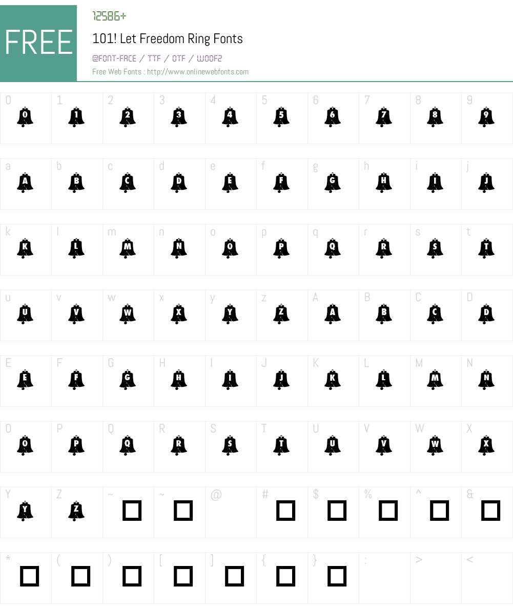 101! Let Freedom Ring Font Screenshots