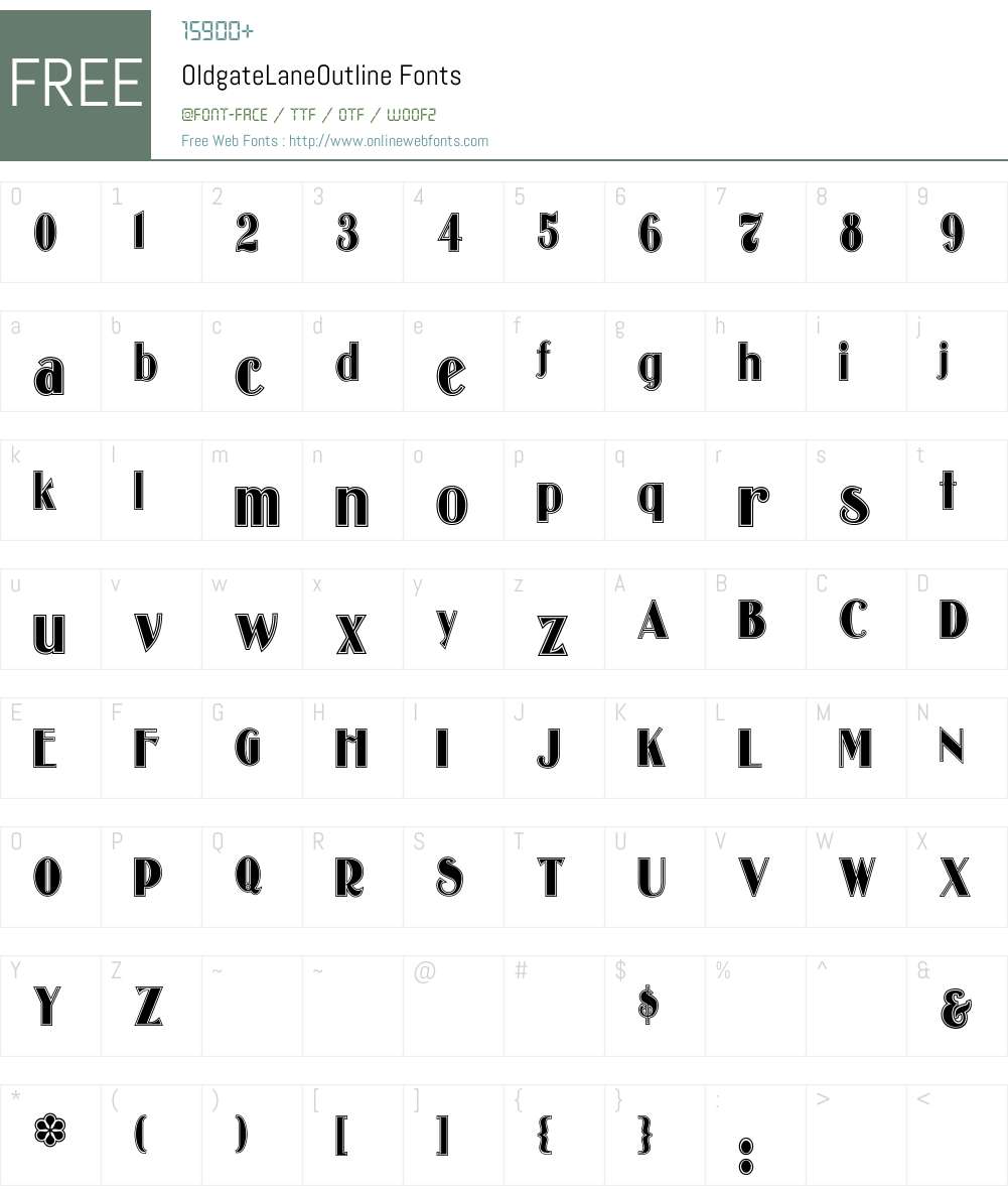 OldgateLaneOutline Font Screenshots