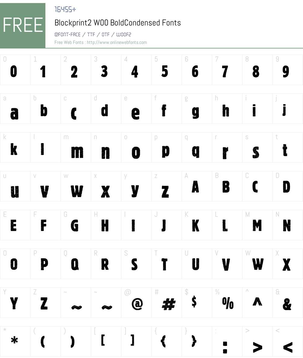 Blockprint2W00-BoldCond Font Screenshots