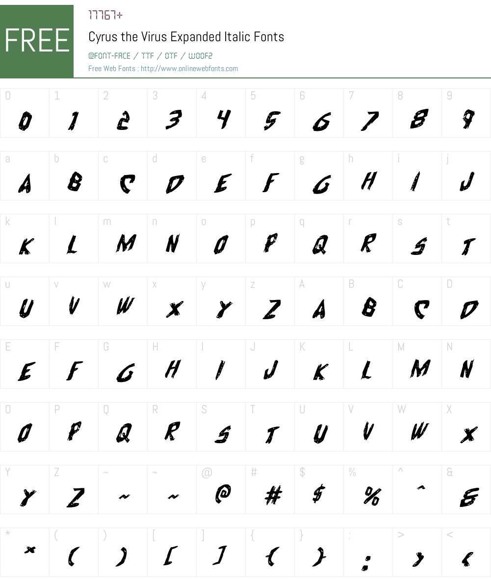Cyrus the Virus Expanded Italic Font Screenshots