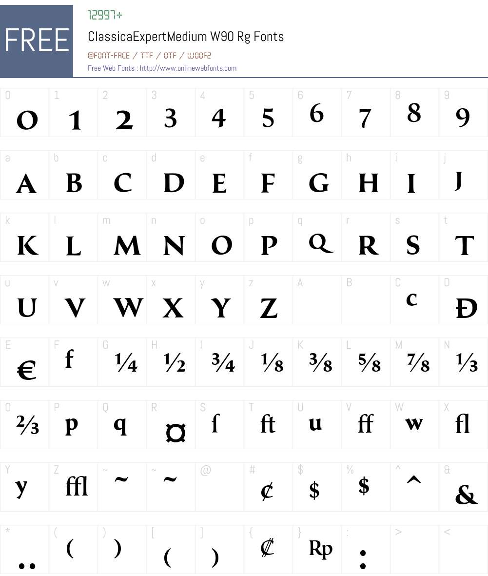 ClassicaExpertMediumW90-Rg Font Screenshots