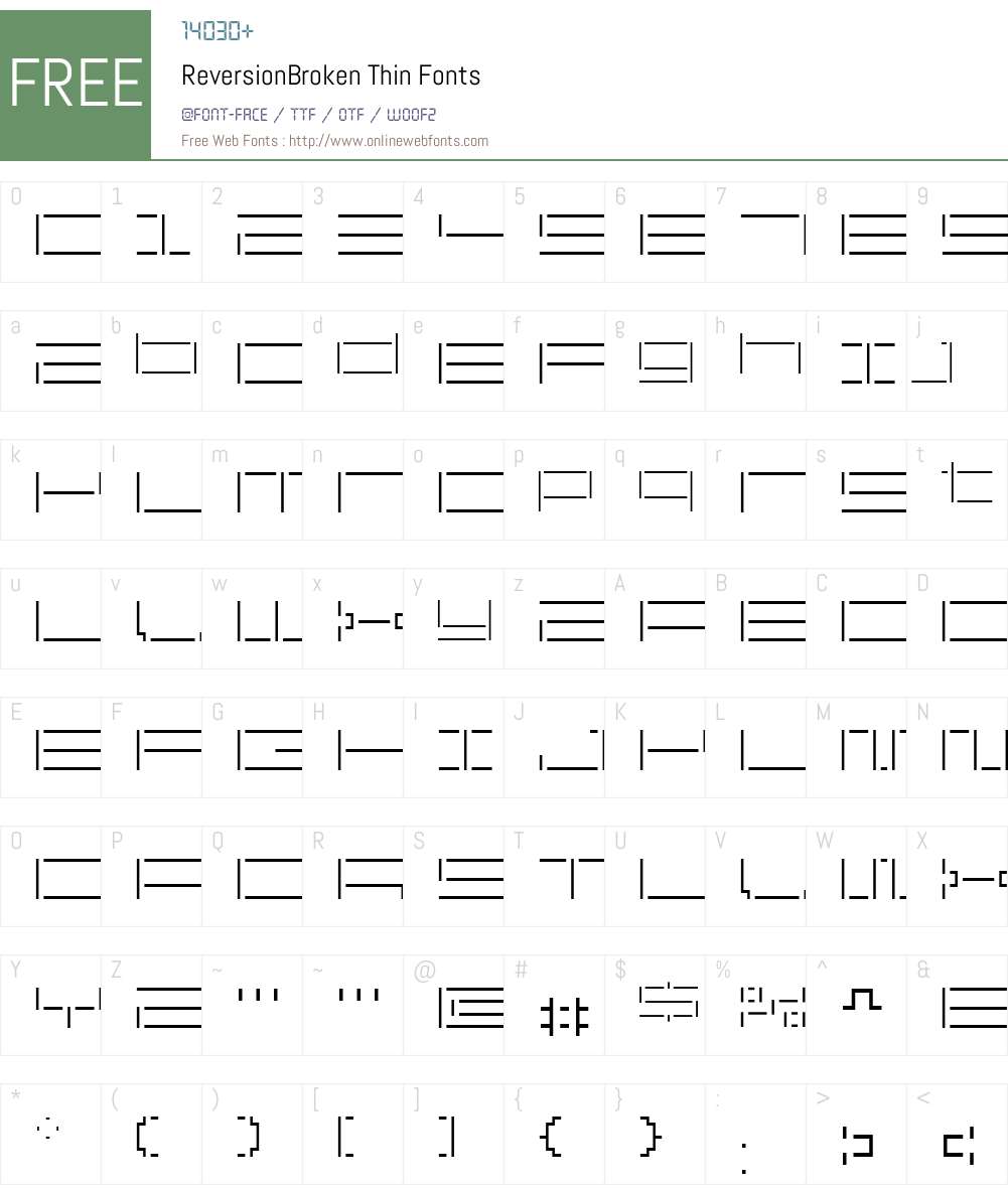ReversionBroken Font Screenshots