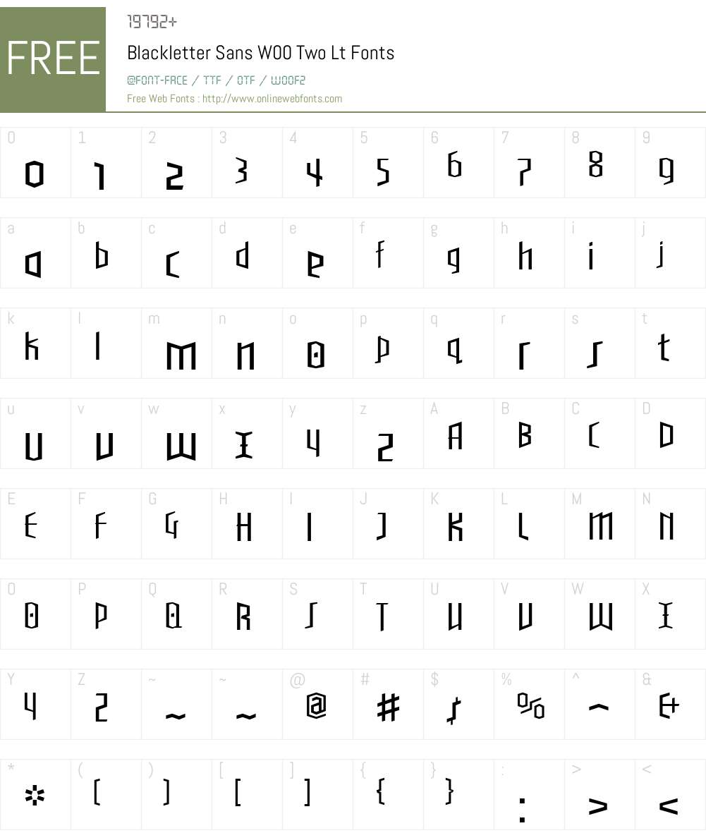BlackletterSansW00-TwoLt Font Screenshots