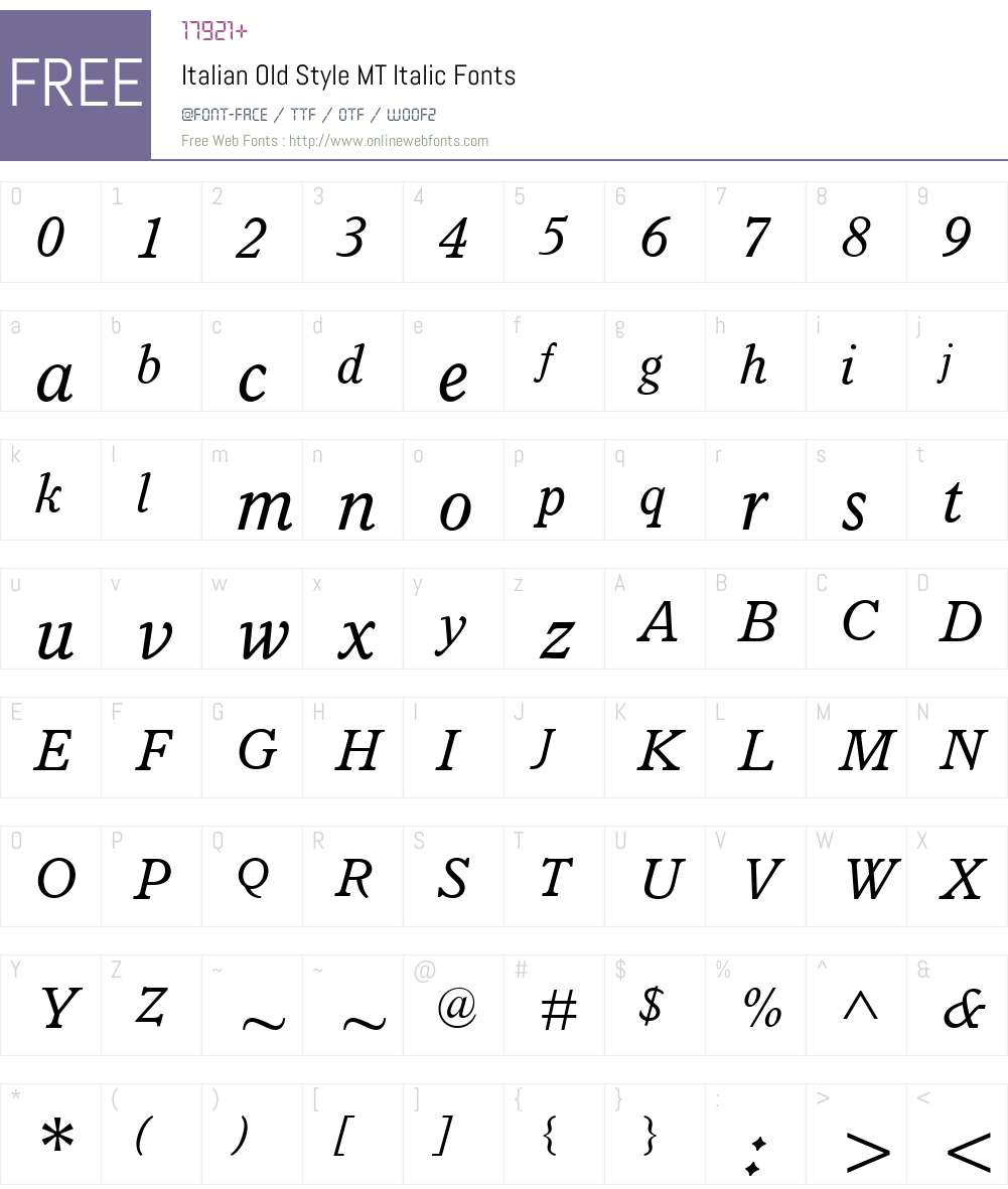 Italian Old Style MT Font Screenshots