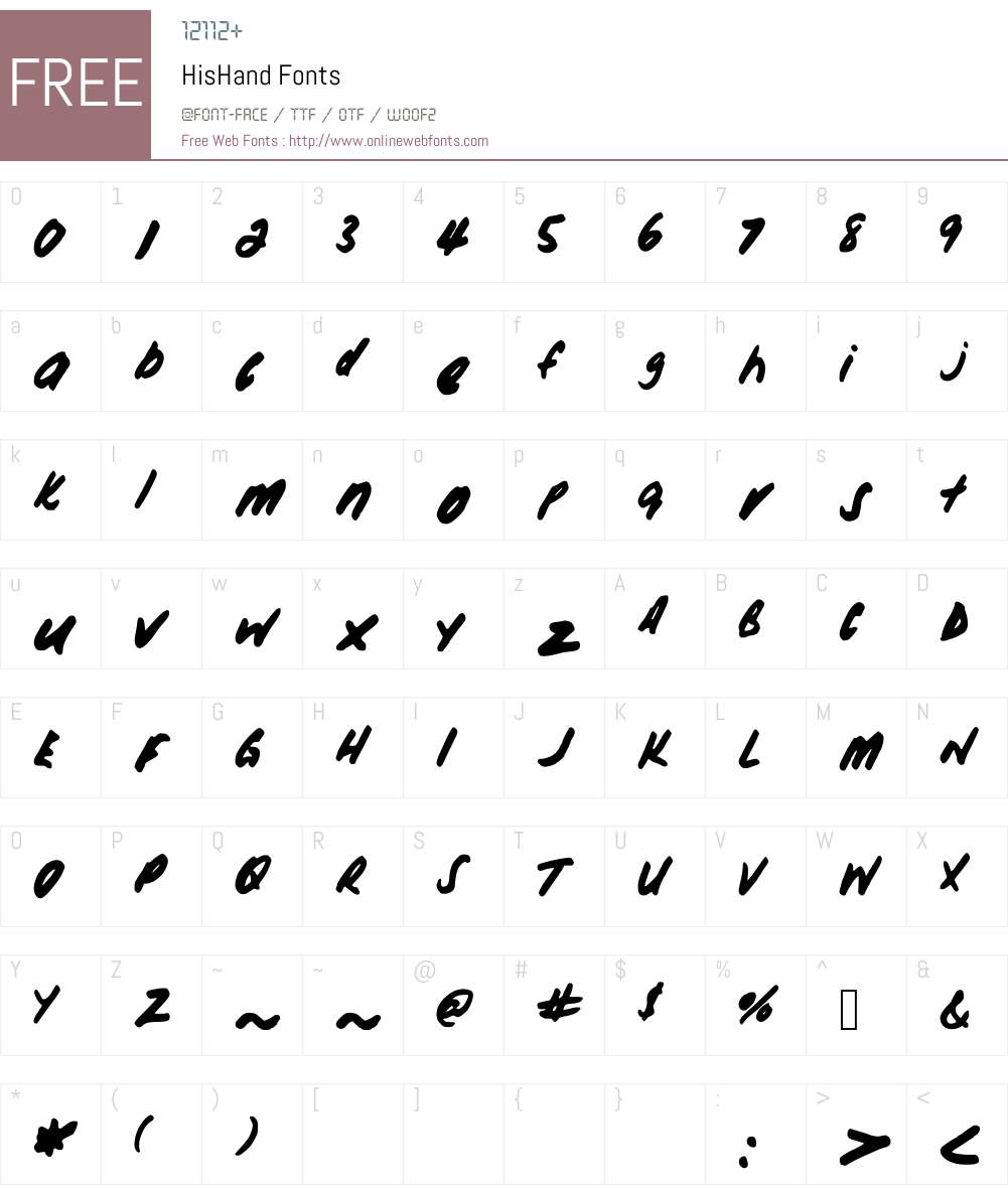 HisHand Font Screenshots