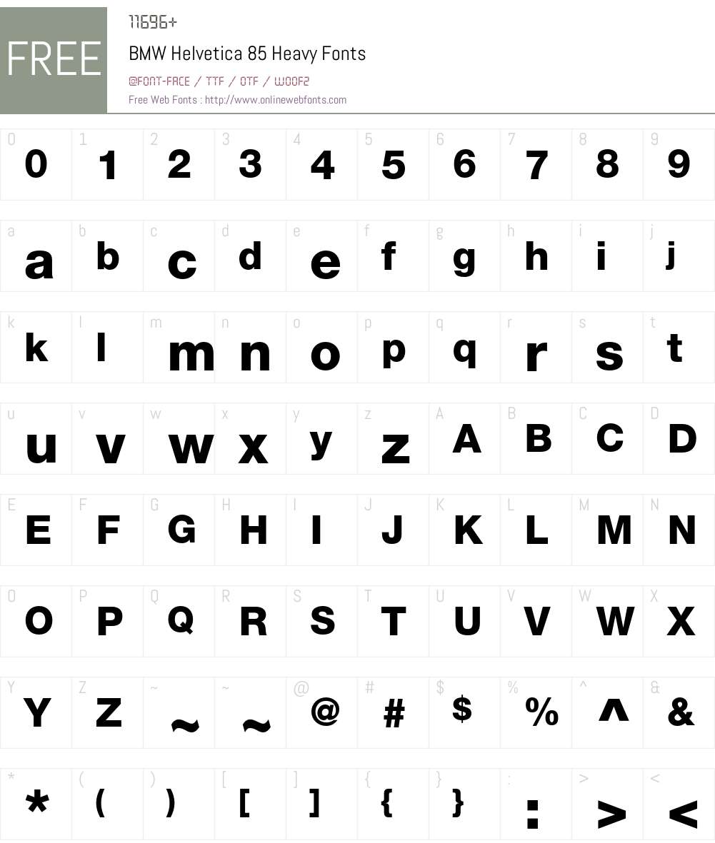 BMW Helvetica Font Screenshots