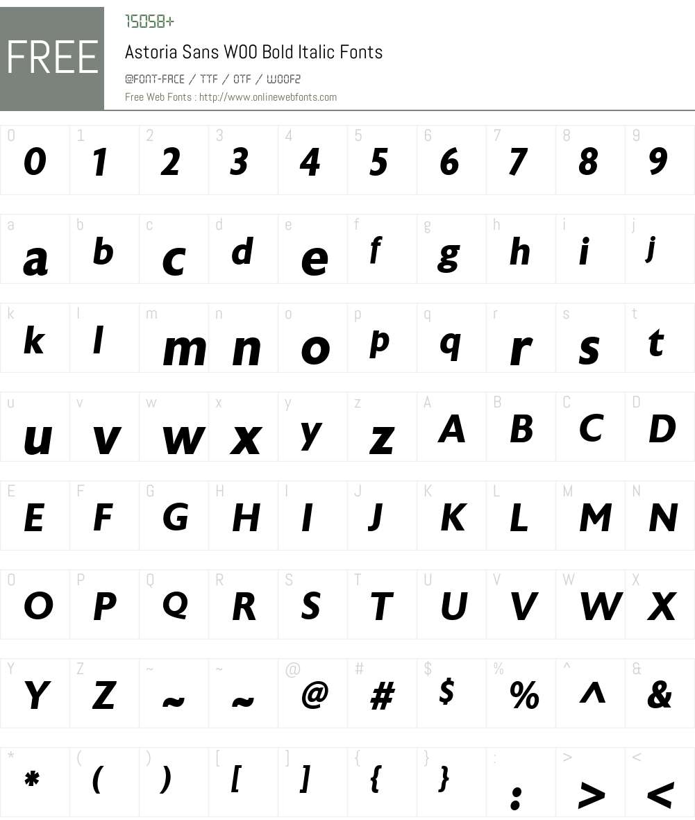 AstoriaSansW00-BoldItalic Font Screenshots
