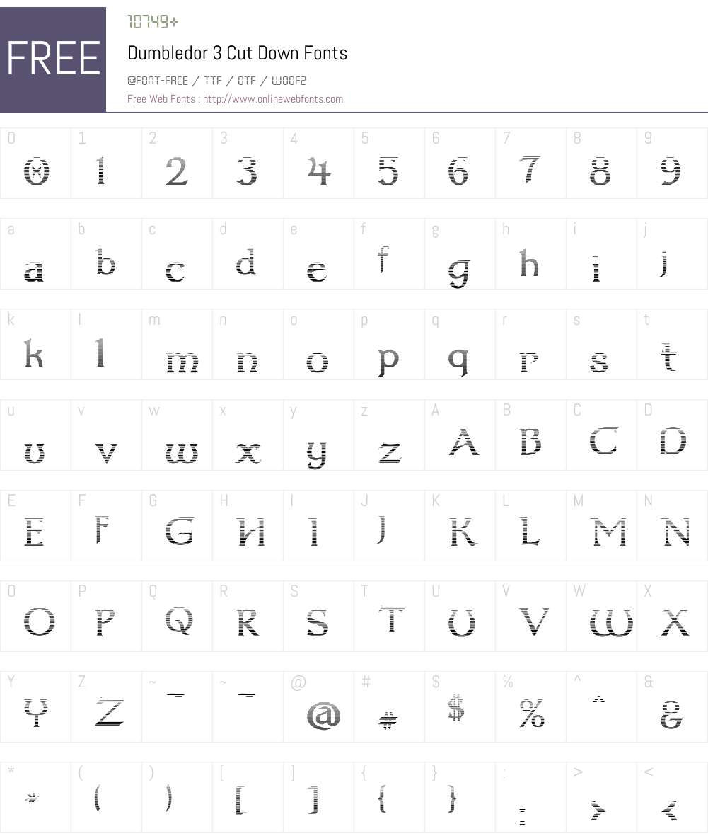 Dumbledor 3 Cut Down Font Screenshots