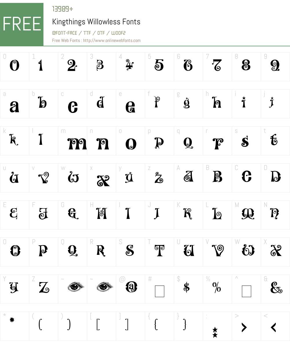 Kingthings Willowless Font Screenshots