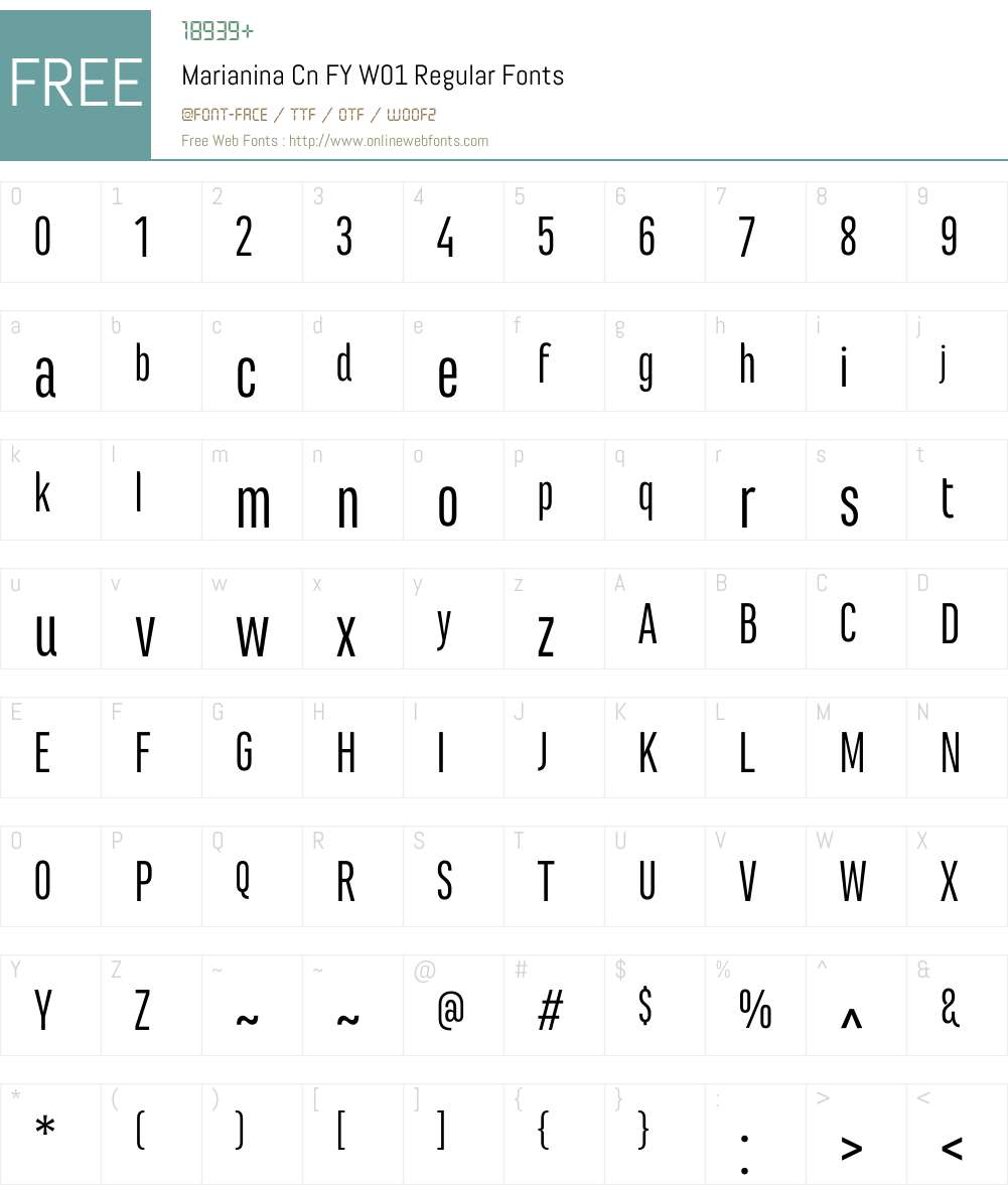 MarianinaCnFYW01-Regular Font Screenshots