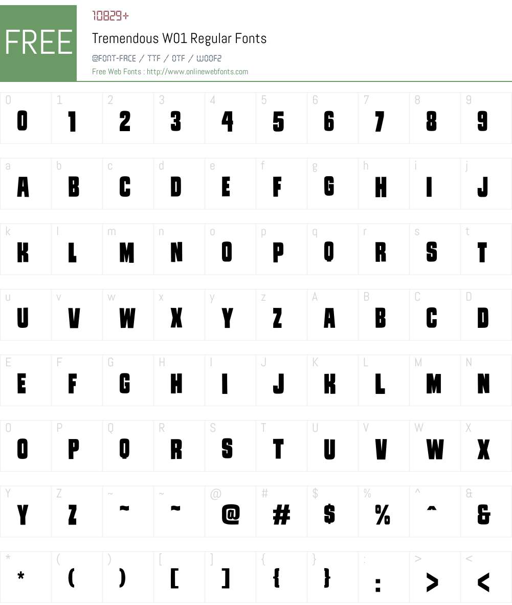 TremendousW01-Regular Font Screenshots