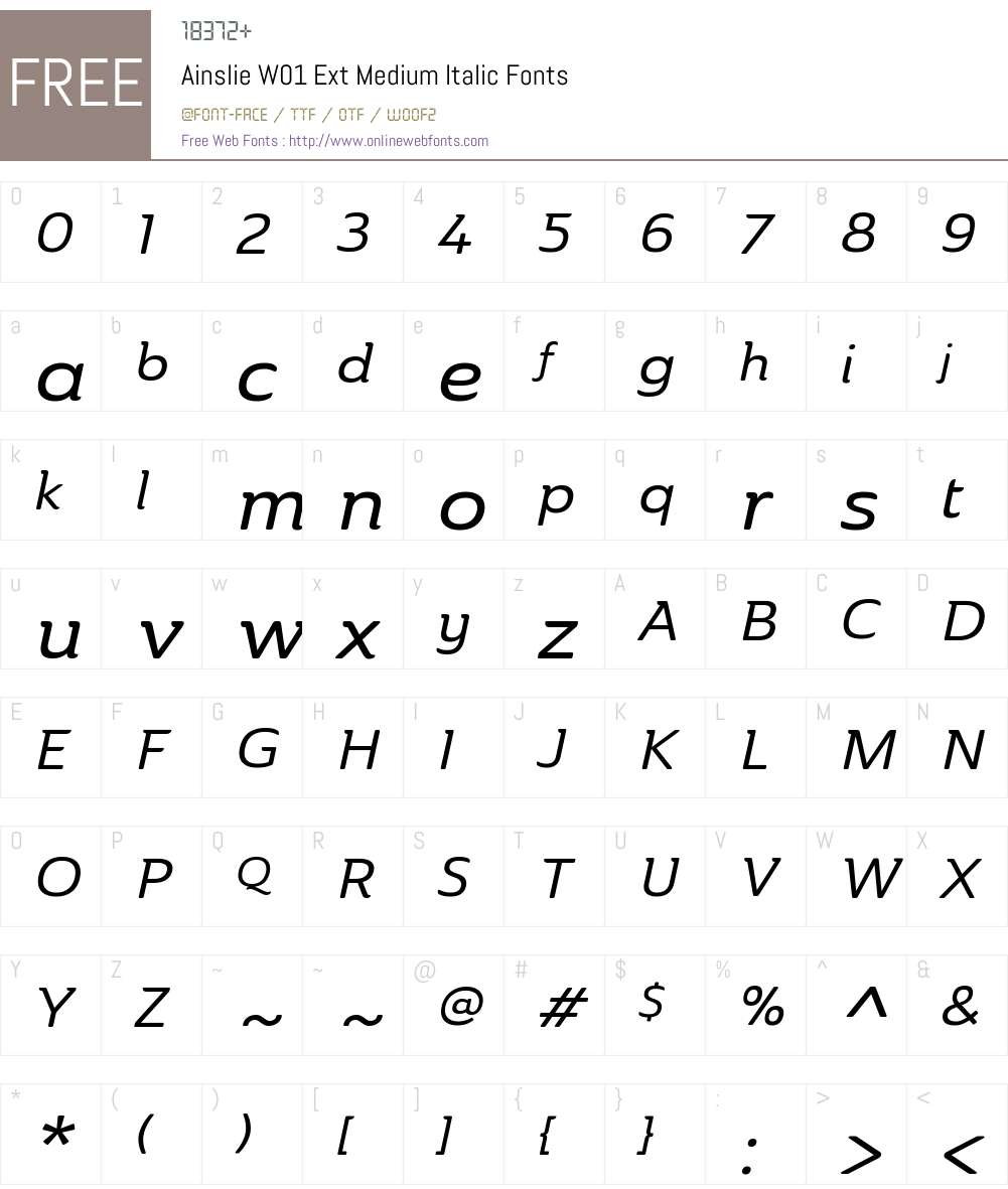AinslieW01-ExtMediumItalic Font Screenshots