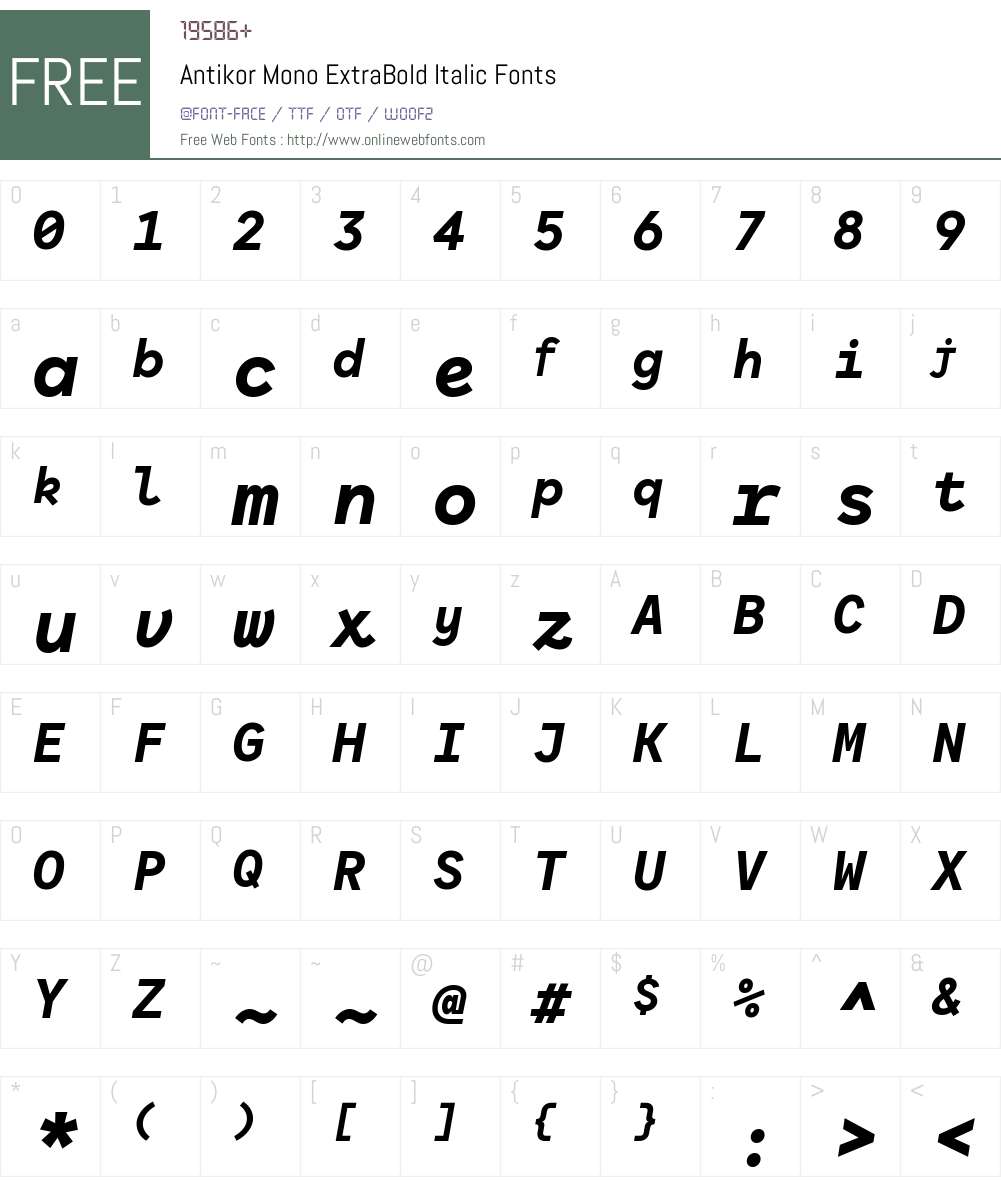 Antikor Mono ExtBd Font Screenshots