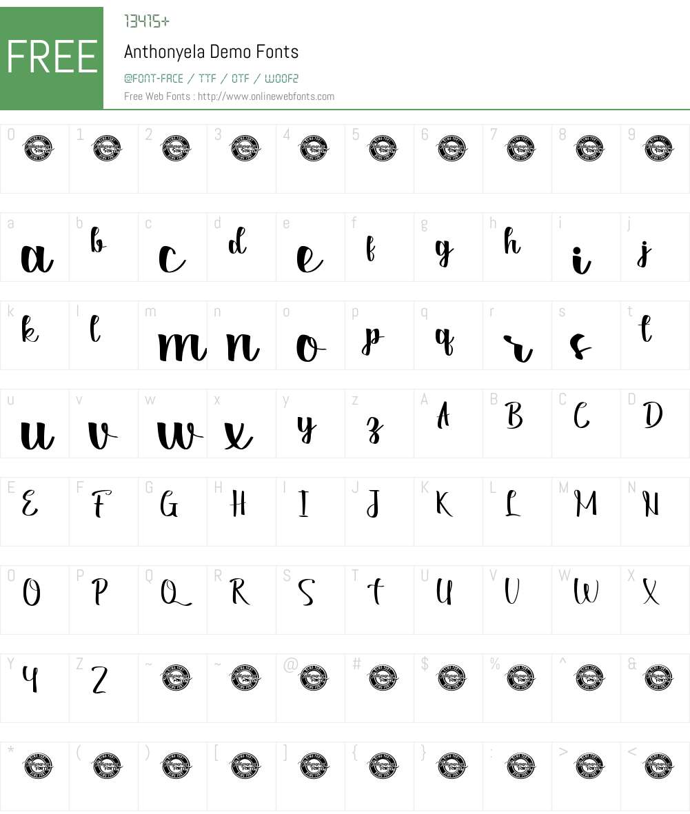 Anthonyela Demo Font Screenshots