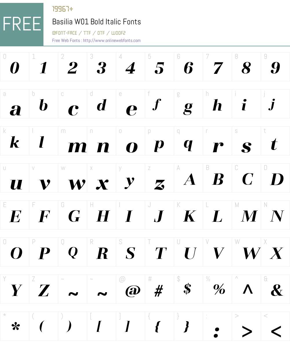 BasiliaW01-BoldItalic Font Screenshots