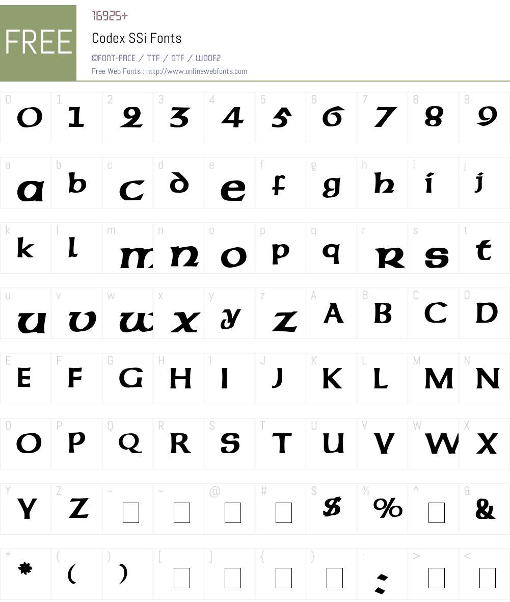 Codex SSi Font Screenshots