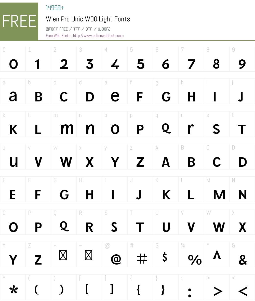 WienProUnicW00-Light Font Screenshots