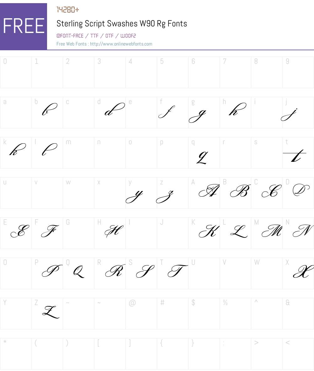 SterlingScriptSwashesW90 Font Screenshots