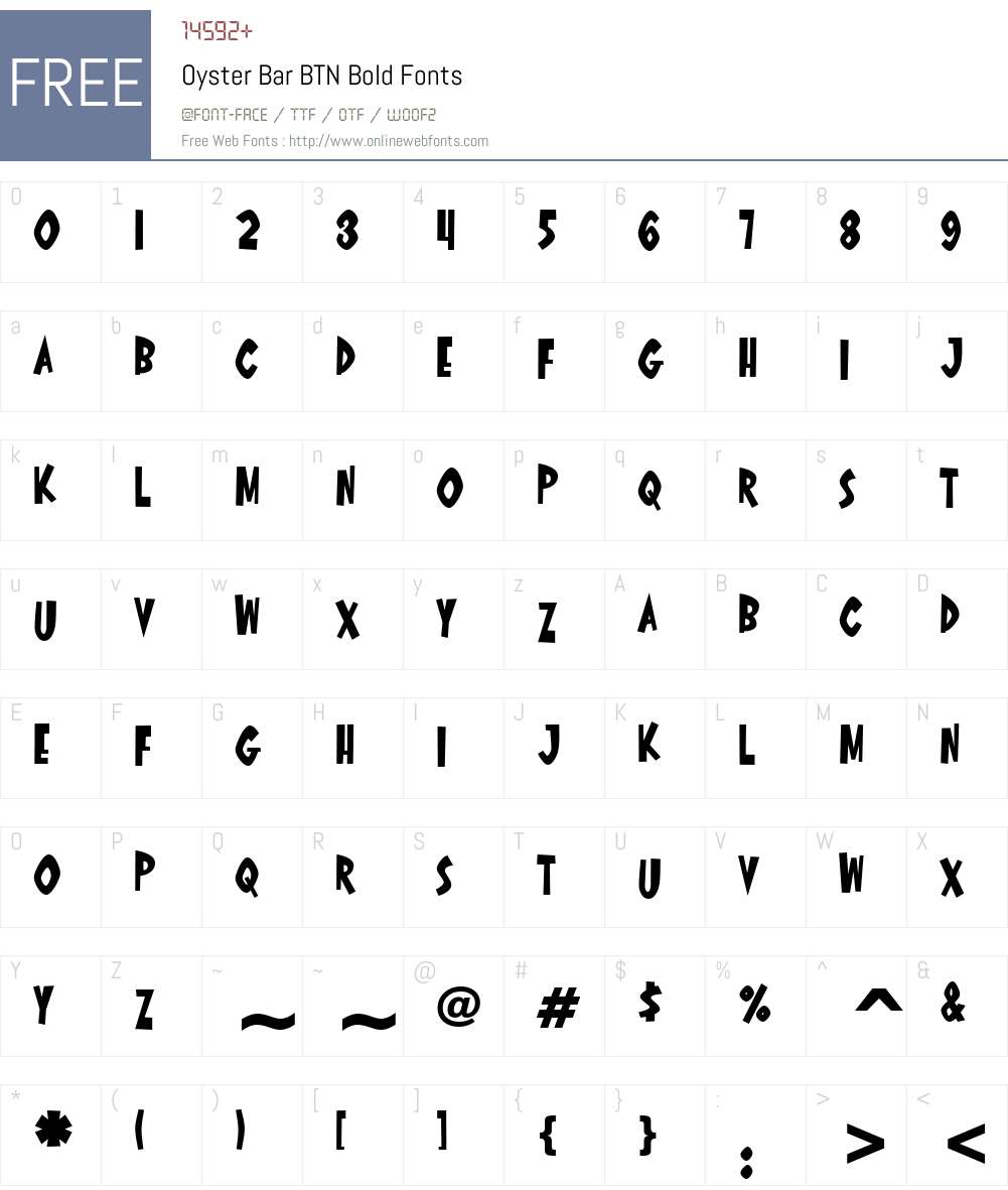 Oyster Bar BTN Font Screenshots