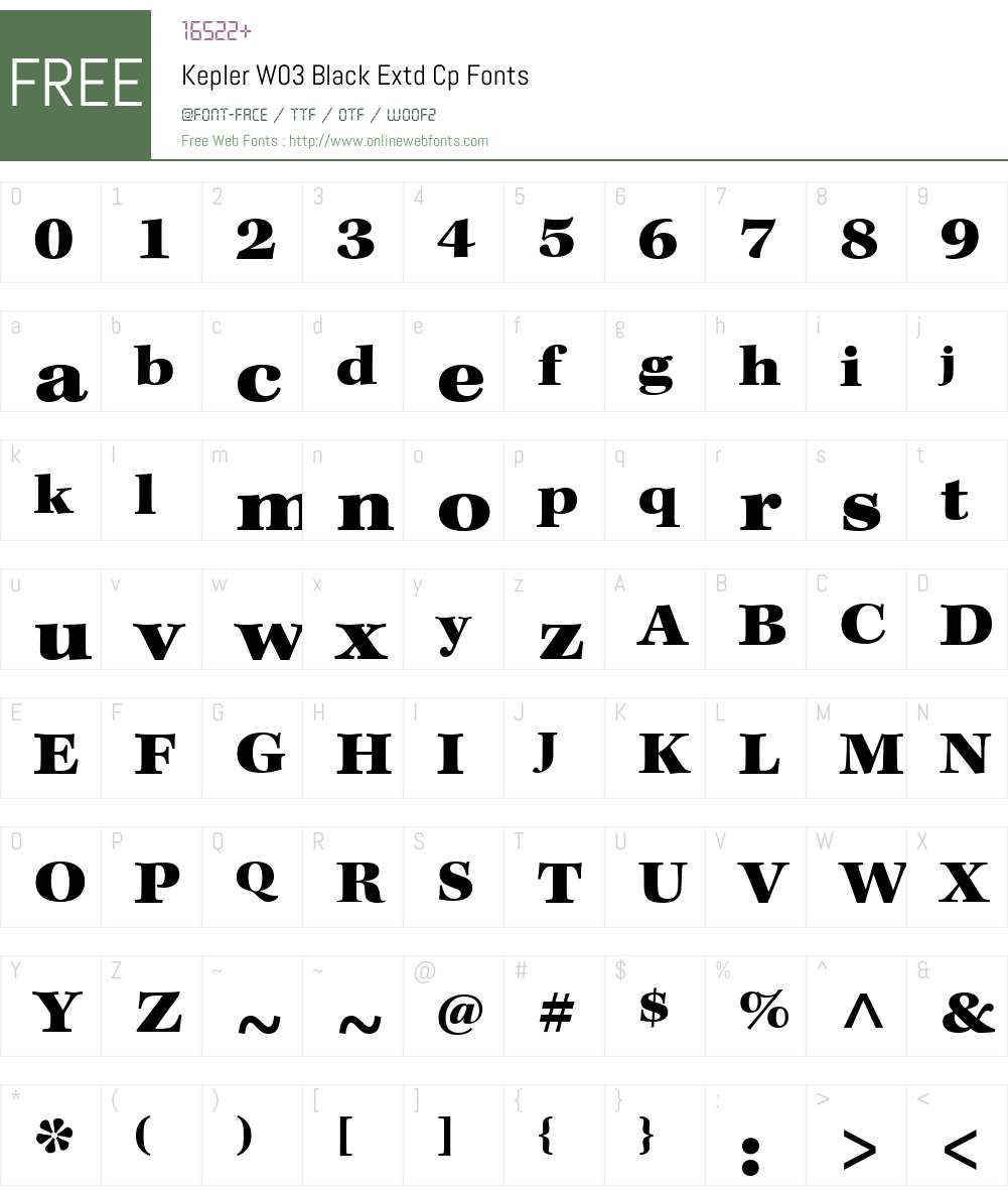 KeplerW03-BlackExtdCp Font Screenshots