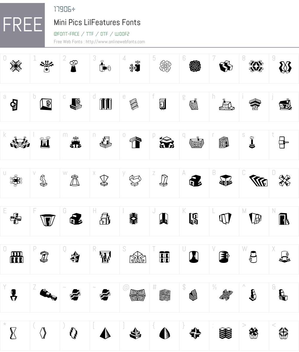Mini Pics Font Screenshots