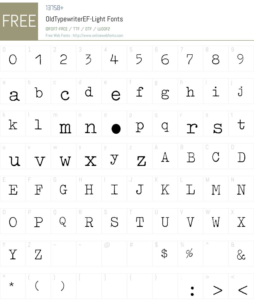 OldTypewriterEF Font Screenshots
