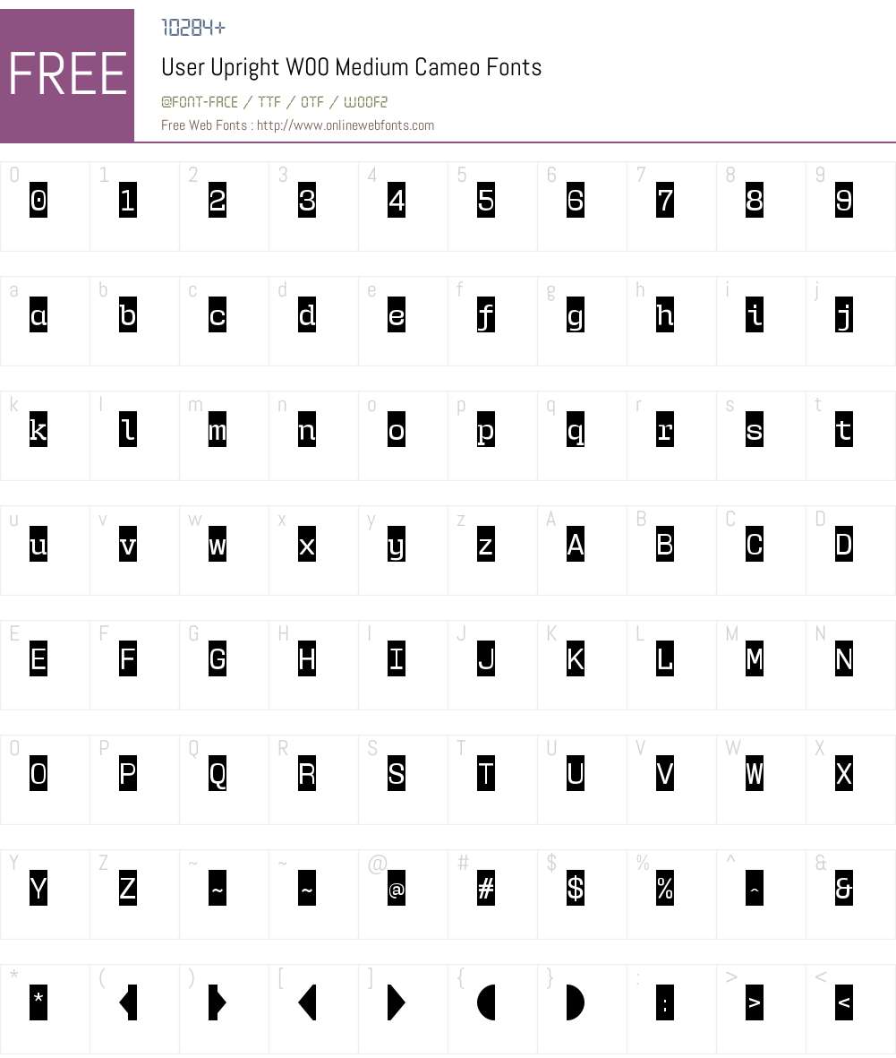 UserUprightW00-MediumCameo Font Screenshots