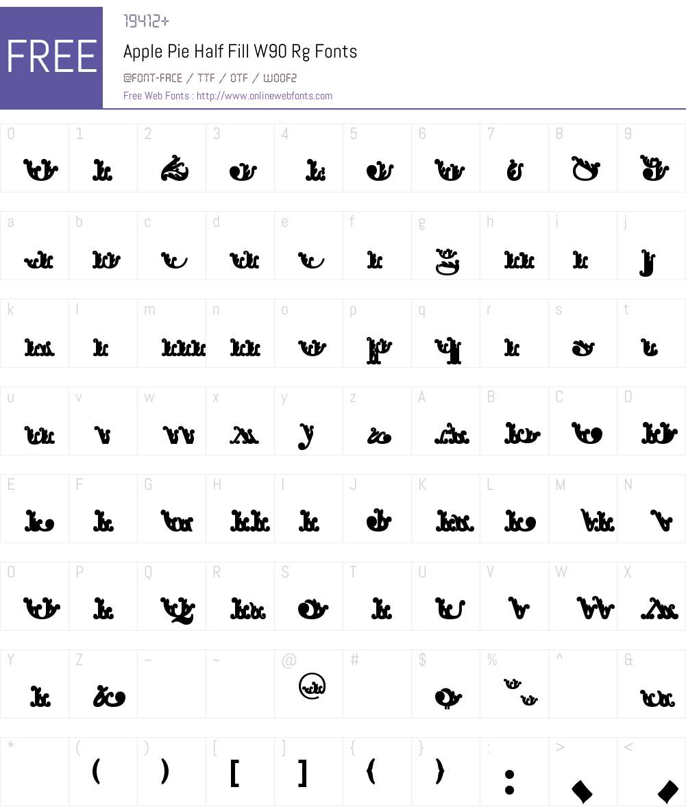 ApplePieHalfFillW90-Regular Font Screenshots