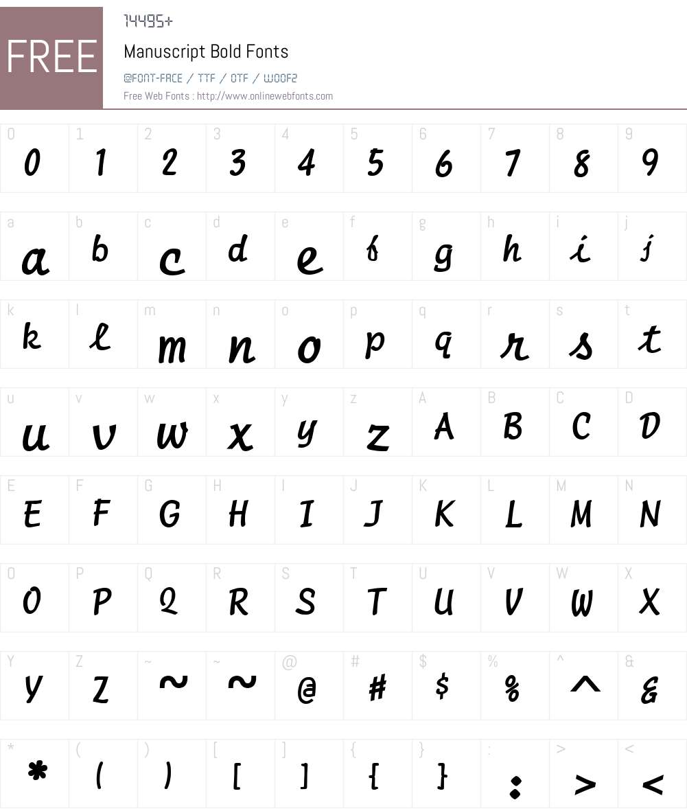 Manuscript Font Screenshots