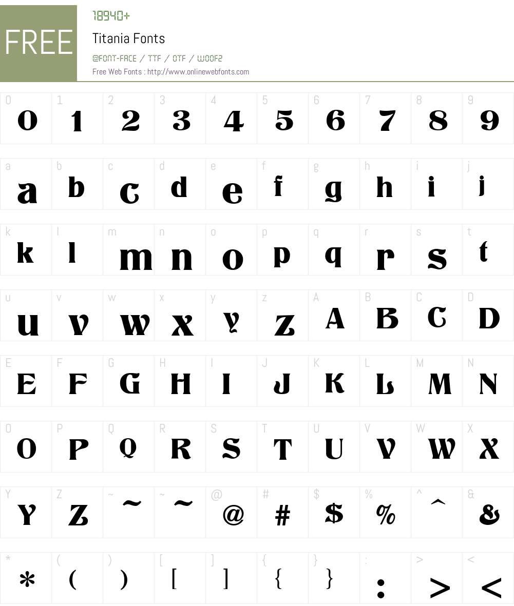 Titania Font Screenshots