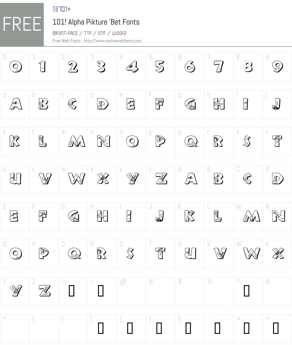 101! Alpha Pikture 'Bet Font Screenshots