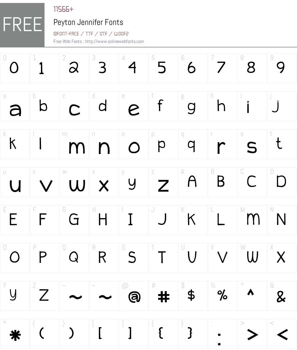 Peyton Jennifer Font Screenshots
