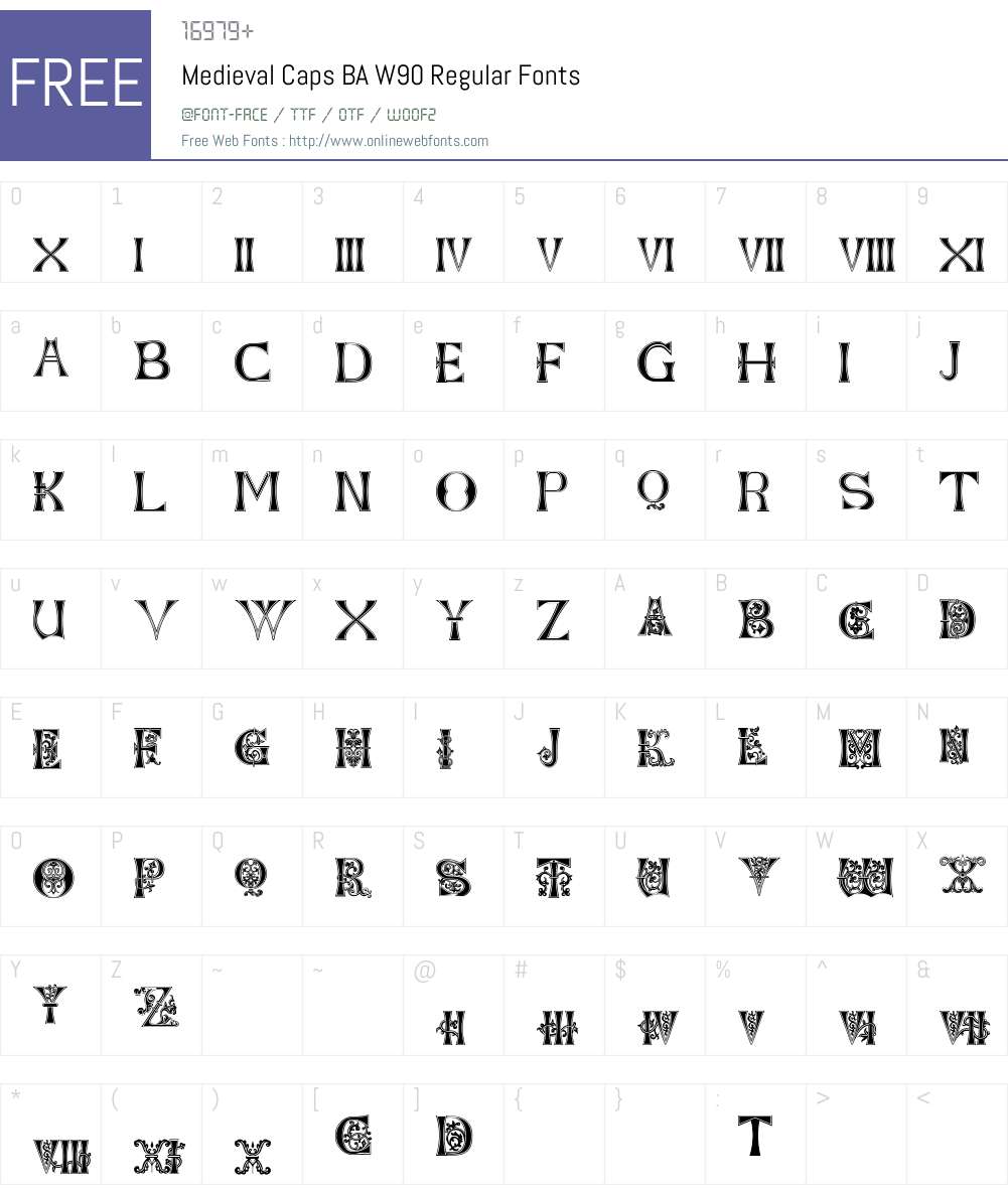 MedievalCapsBAW90-Regular Font Screenshots