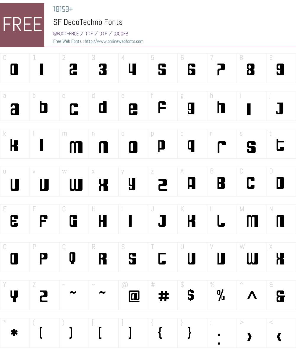 SF DecoTechno Font Screenshots
