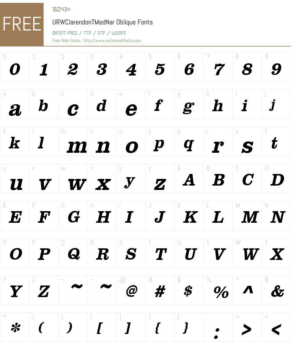 URWClarendonTMedNar Font Screenshots