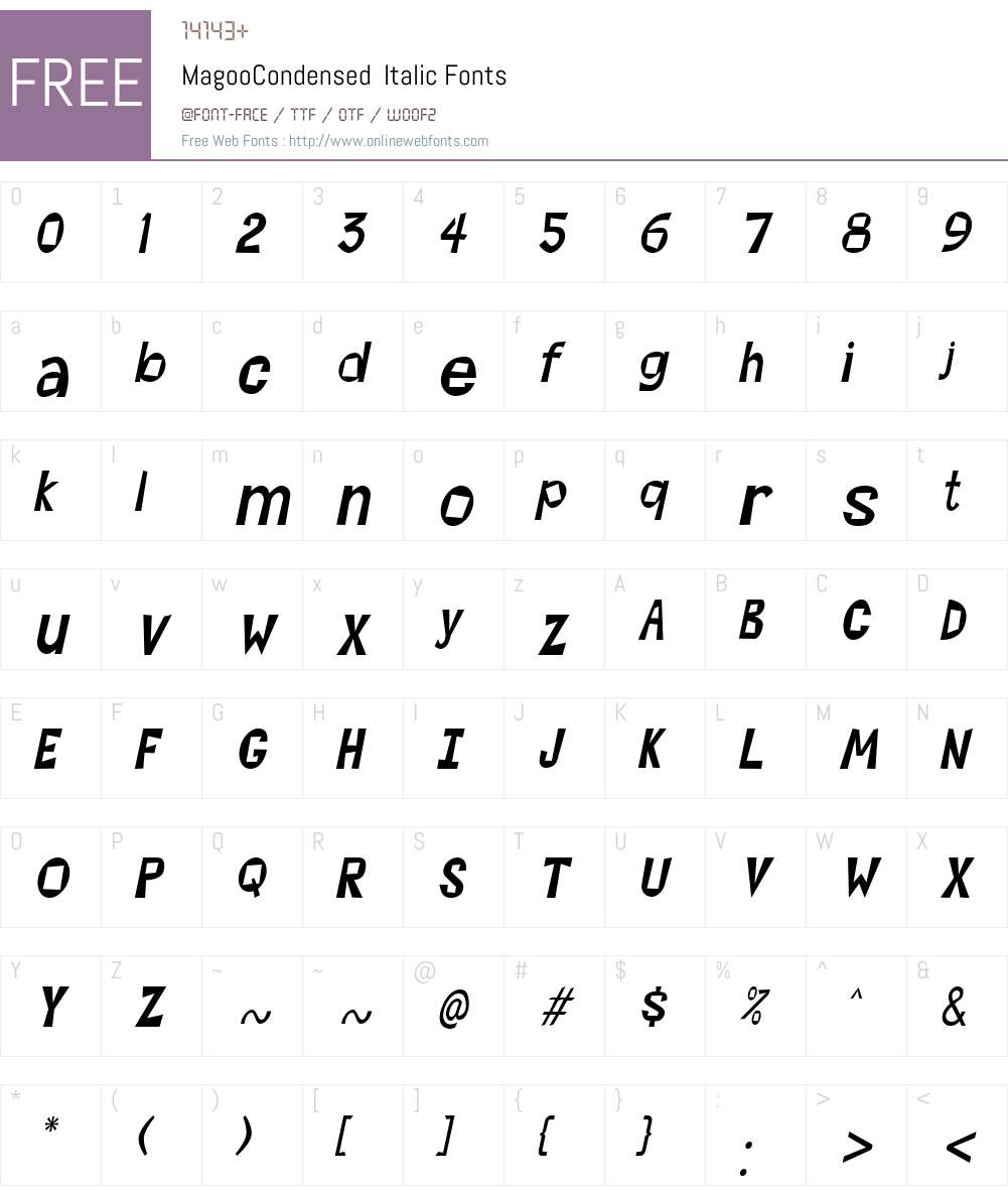 MagooCondensed Font Screenshots