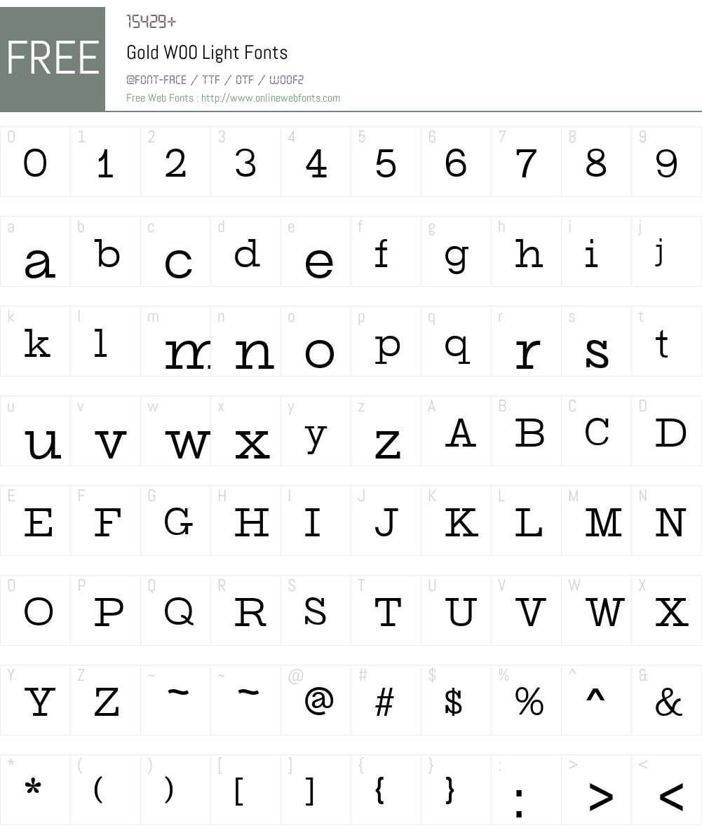GoldW00-Light Font Screenshots