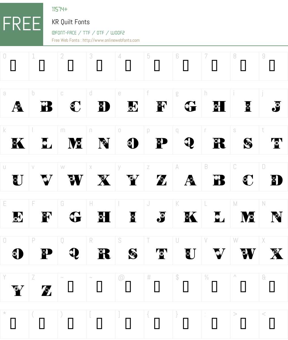 KR Quilt Font Screenshots