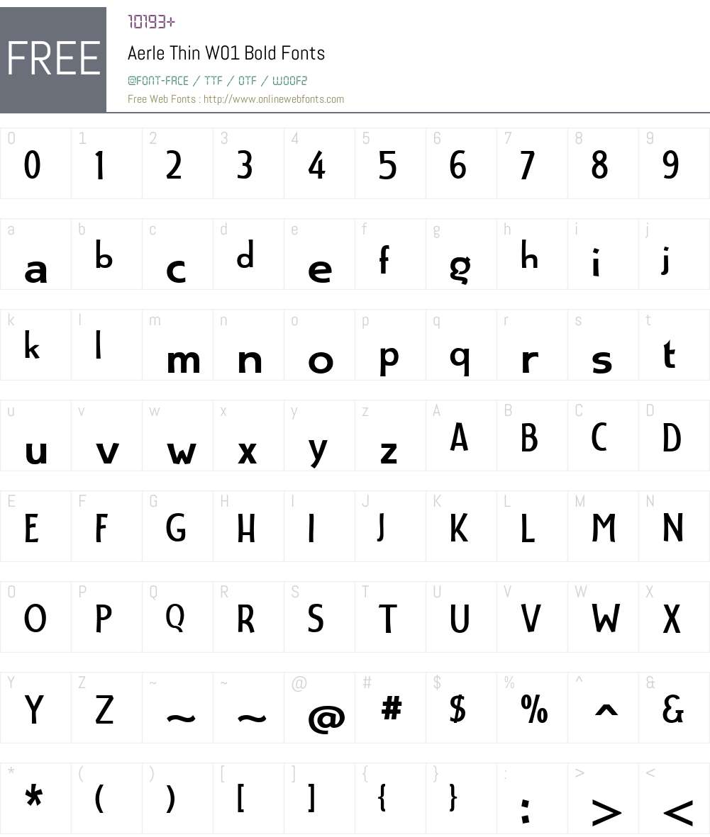 AerleThinW01-Bold Font Screenshots