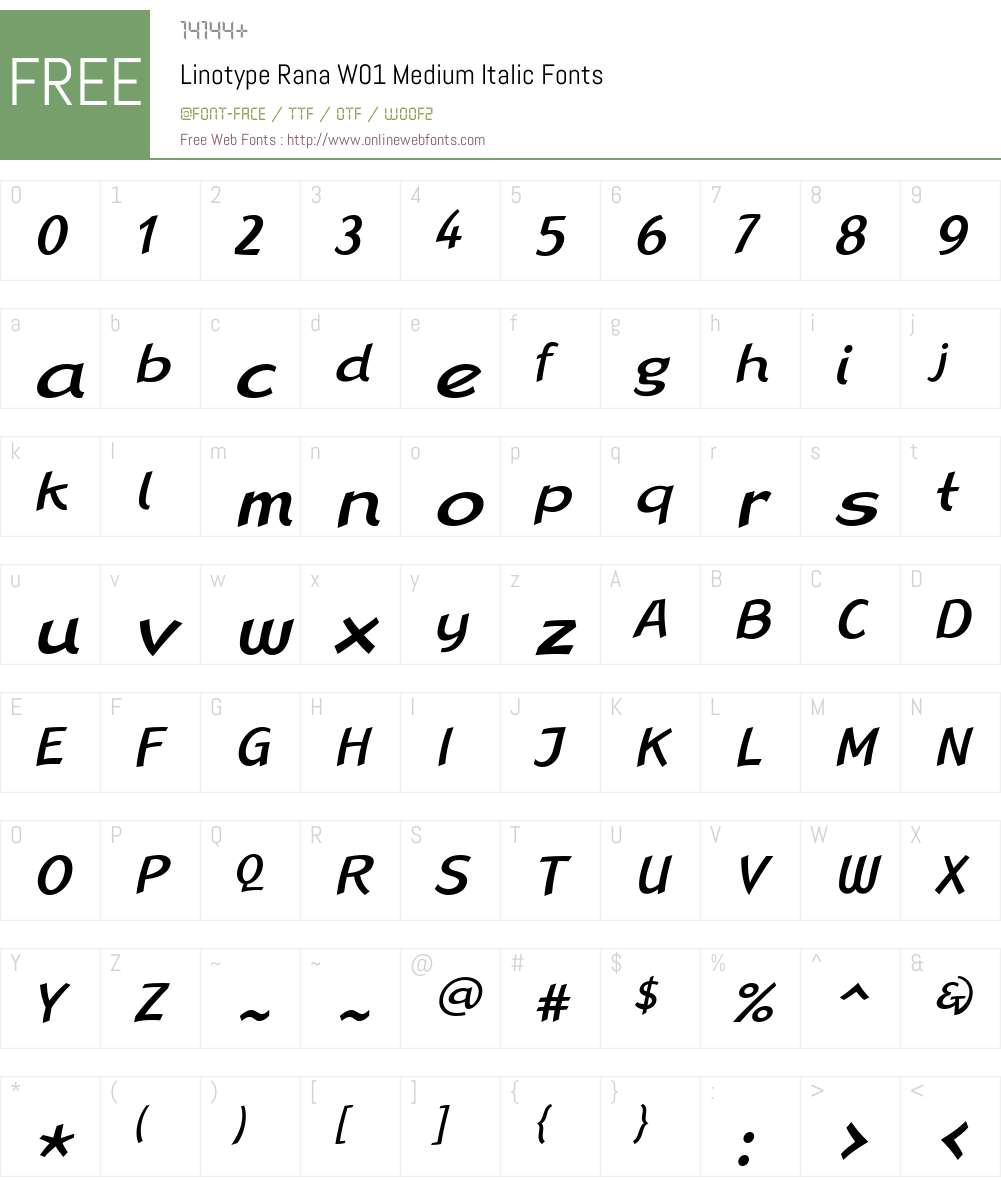LinotypeRanaW01-MediumIt Font Screenshots