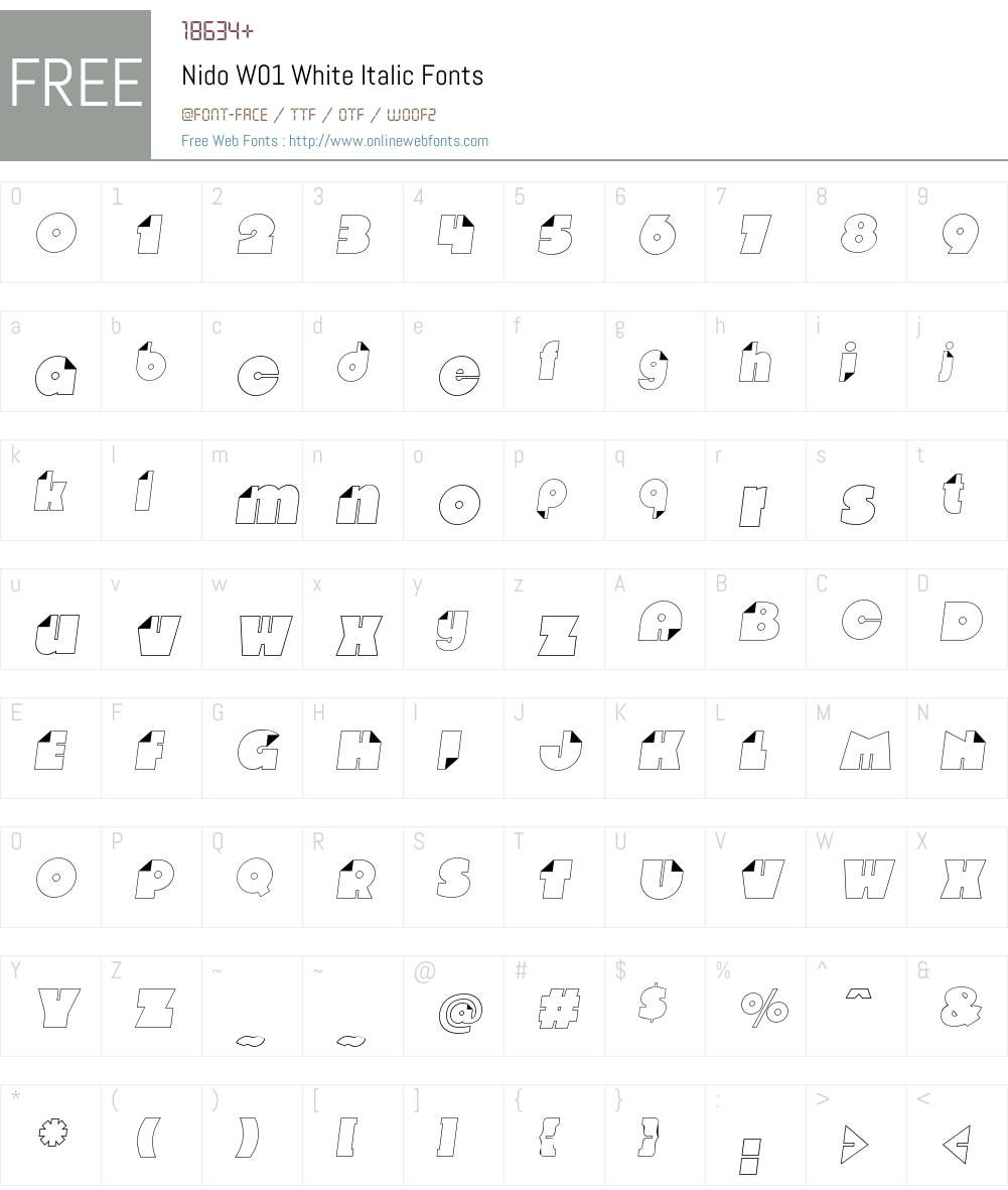 NidoW01-WhiteItalic Font Screenshots