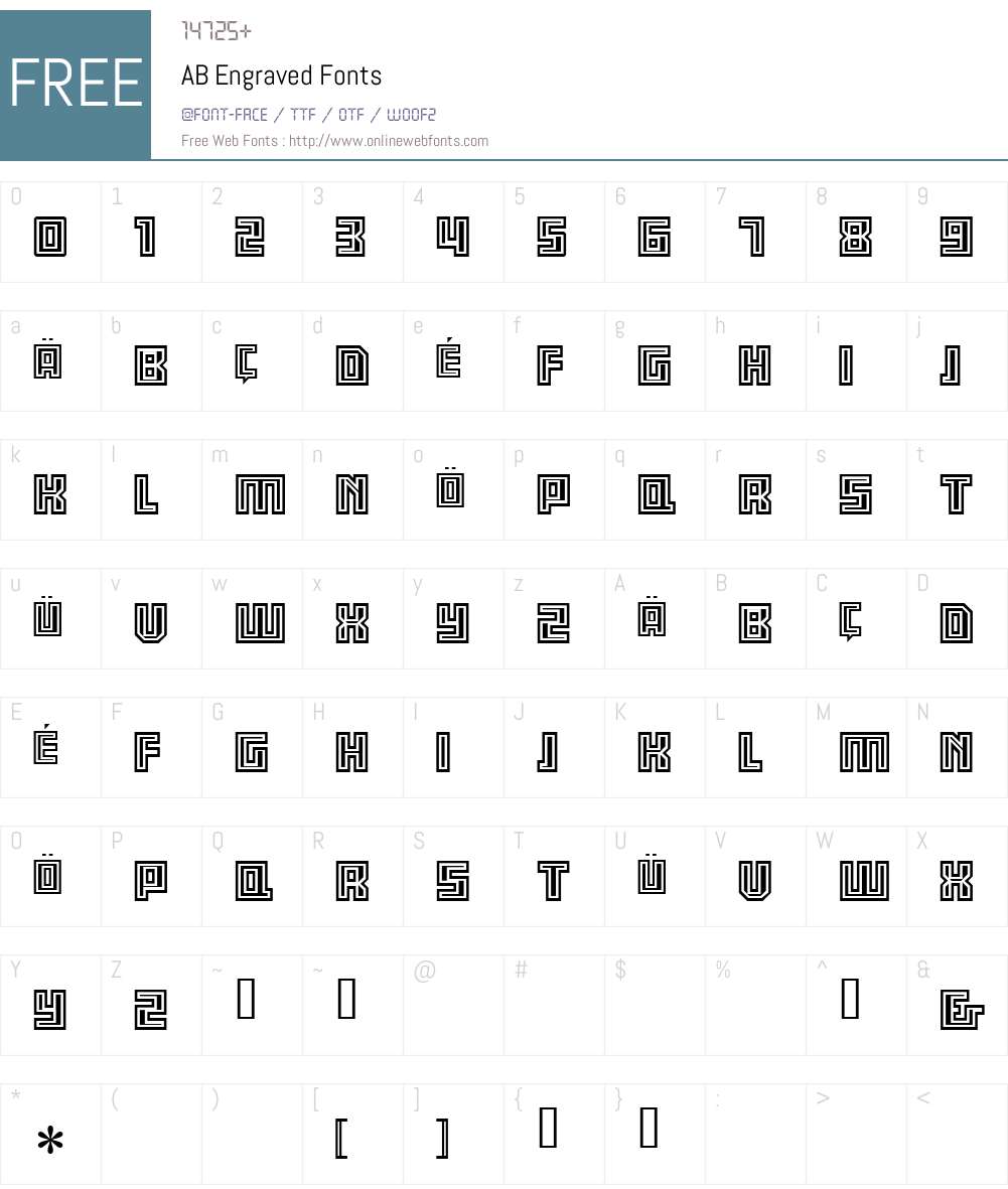 AB Engraved Font Screenshots