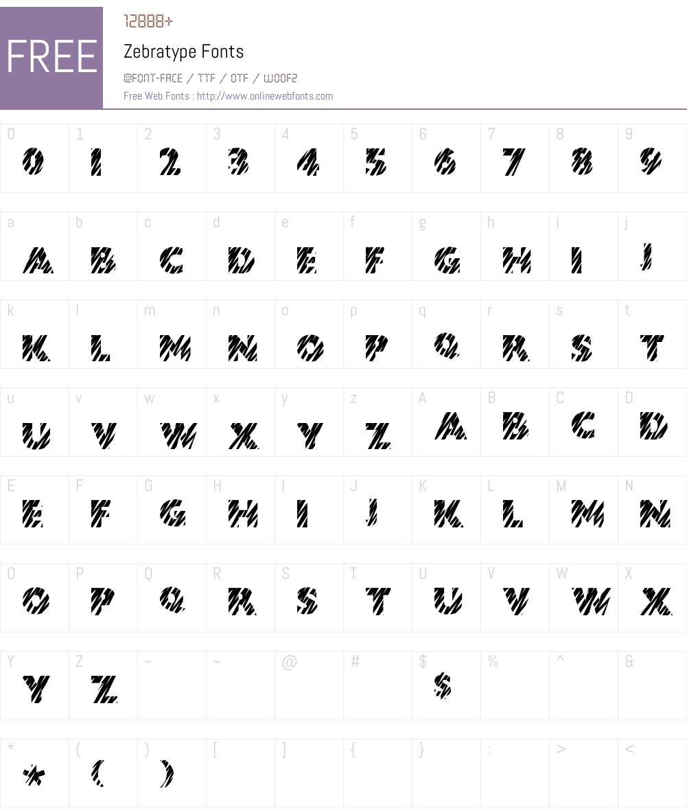Zebratype Font Screenshots